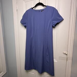 Ann Taylor Sheath Dress Blue Career Size 8 Short Sleeve Lined Professional